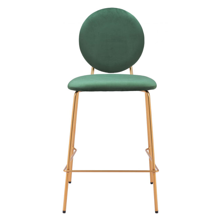 Green & Gold Velvet Counter Stool