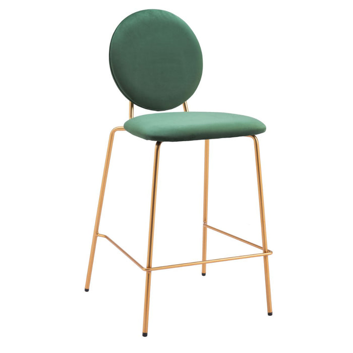 Green & Gold Velvet Counter Stool