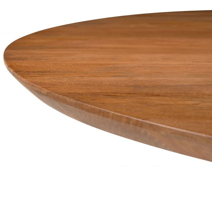 Round Brown Dining Table with Compartment