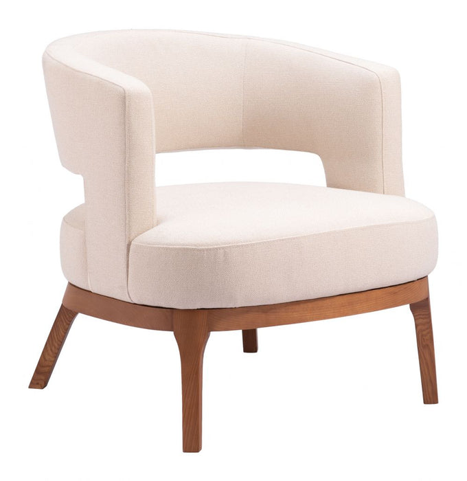 Curved Cream Accent Chair