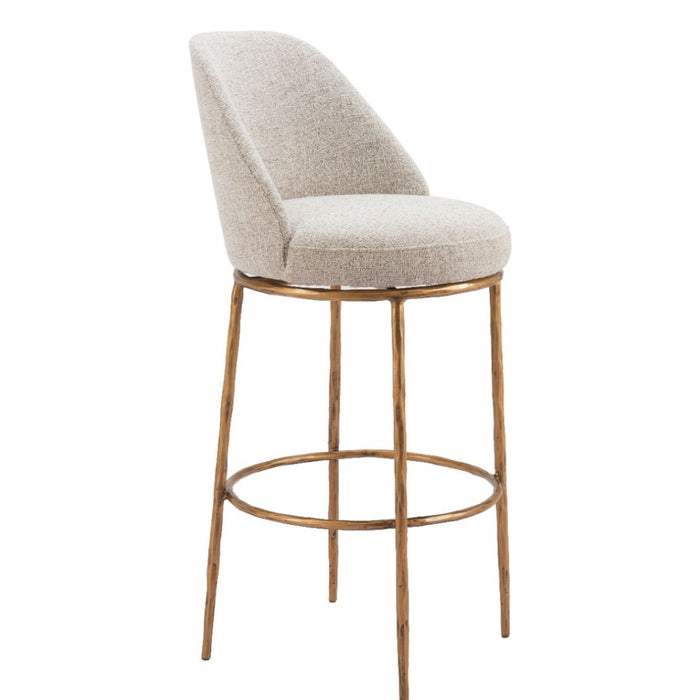 Modern Beige & Gold Swivel Barstool