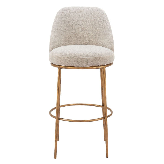 Modern Beige & Gold Swivel Barstool