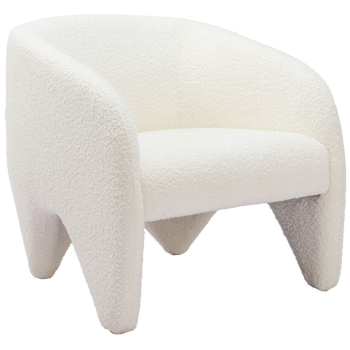 White Boucle Accent Chair