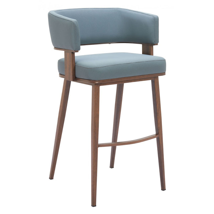 Warm Blue & Walnut Barstool