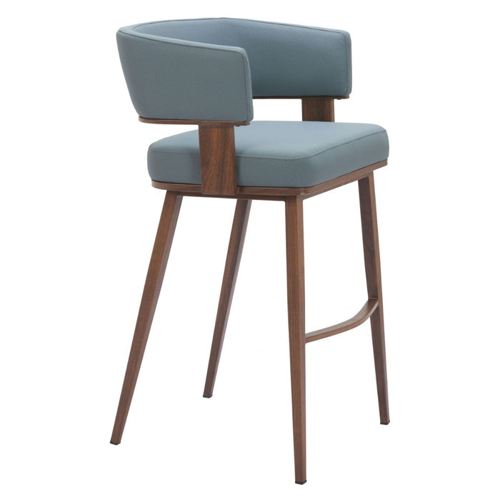 Warm Blue & Walnut Barstool