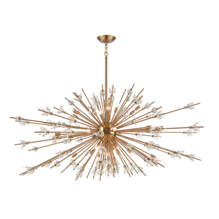 Fallen Snow Crystal Gold Chandelier