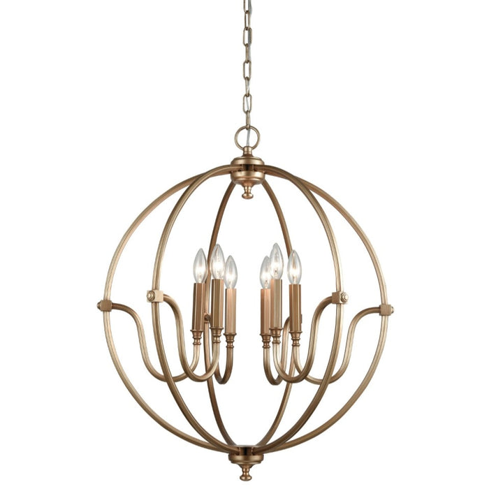 Matte Gold Globe 6-Light Chandelier