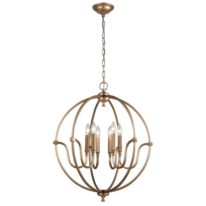 Matte Gold Globe 6-Light Chandelier