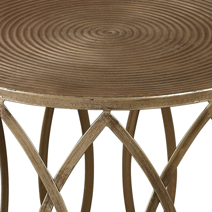 Cylindrical Brass Accent Table