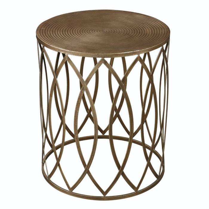 Cylindrical Brass Accent Table