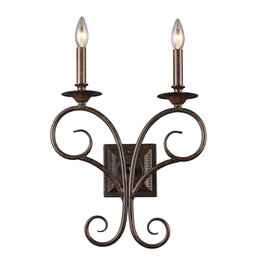 2-Light Bronze Bobeches Sconce