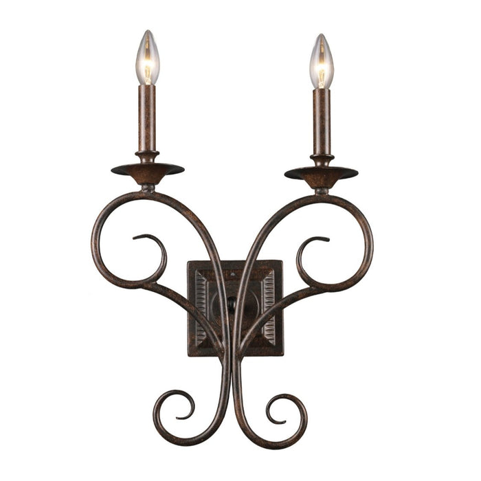 2-Light Bronze Bobeches Sconce