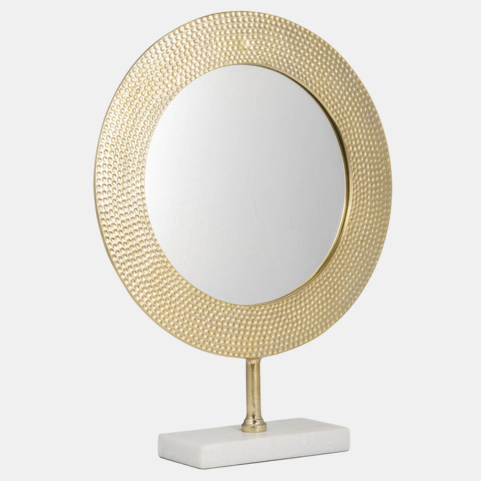 Hammered Gold Mirror on a Stand