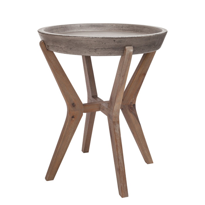 Natural Round Trestle Accent Table