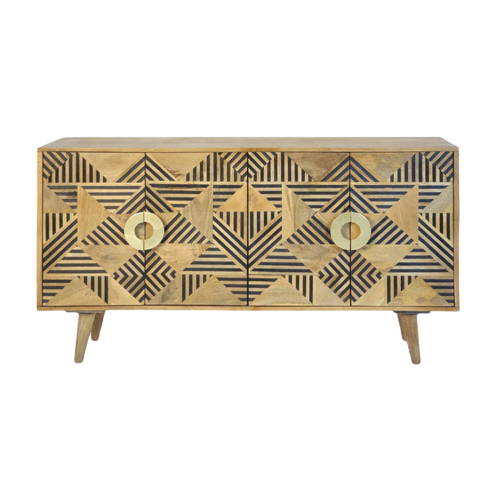 Brown and Black Abstract Geometric Sideboard