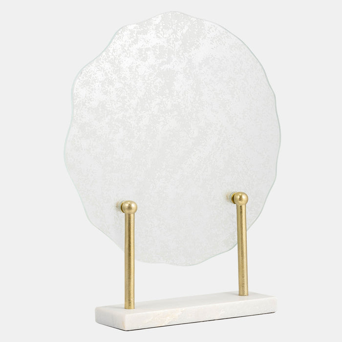 White Marble Disk Sculpture