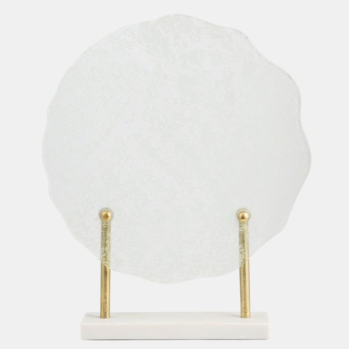 White Marble Disk Sculpture