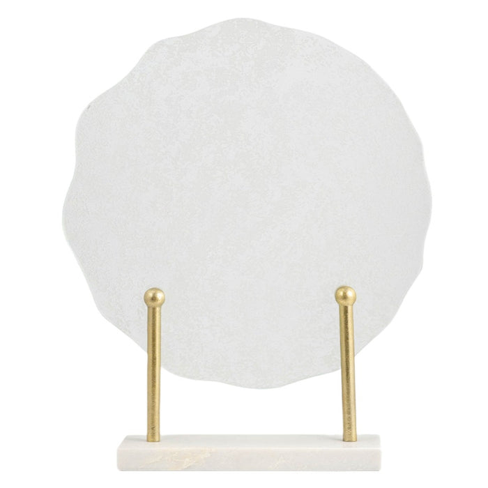 White Marble Disk Sculpture