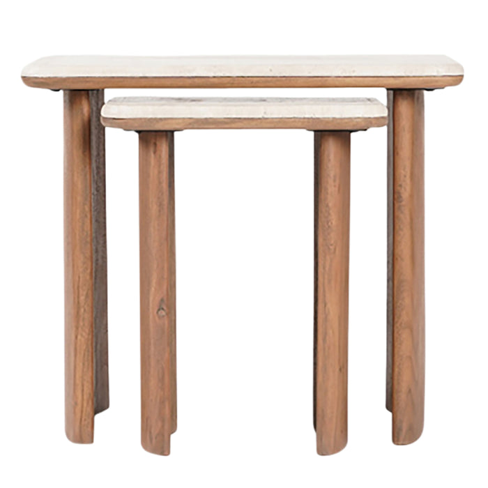 Nested Travertine Set Accent Tables