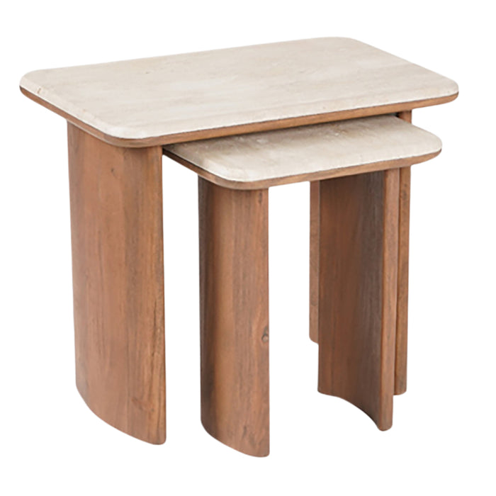 Nested Travertine Set Accent Tables