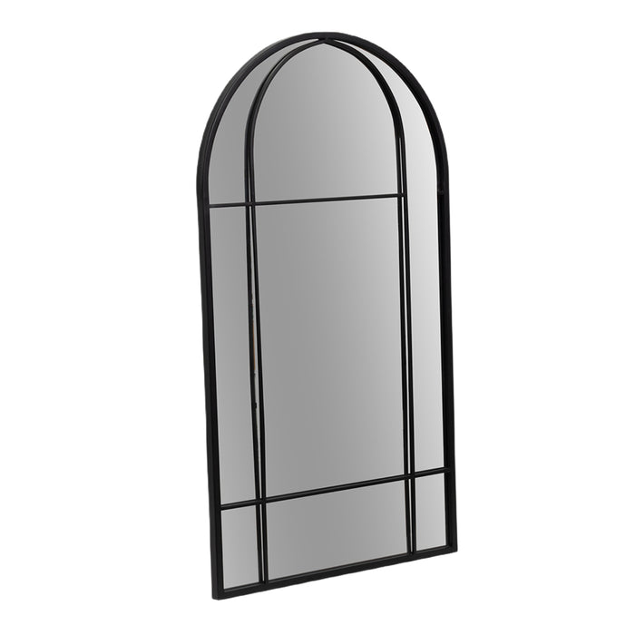 Black Arch Windowpane Mirror