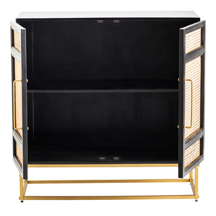 Cane Black Finish 2-Door Chest