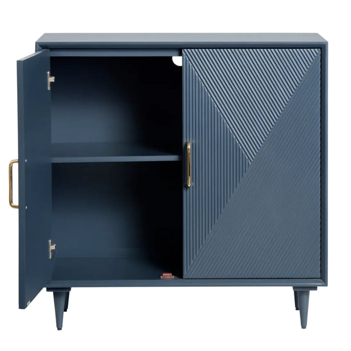 2-Door Diamond Blue Side Cabinet