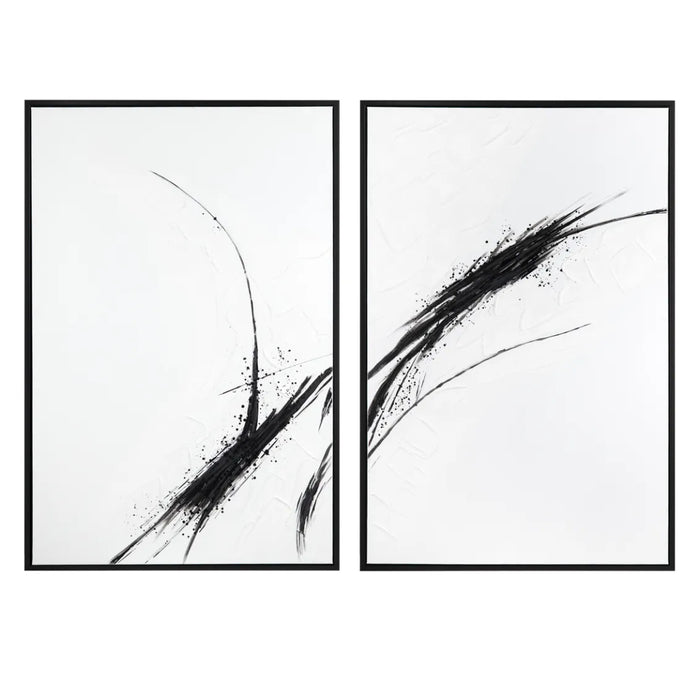 2-Set Abstract Ink Stained Wall Art