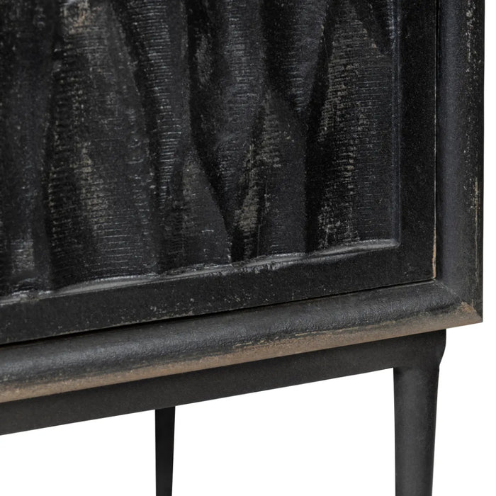 3-Door Black Textured Sideboard