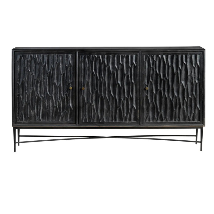 3-Door Black Textured Sideboard