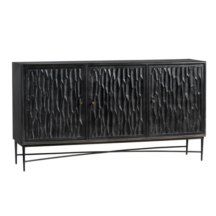 3-Door Black Textured Sideboard