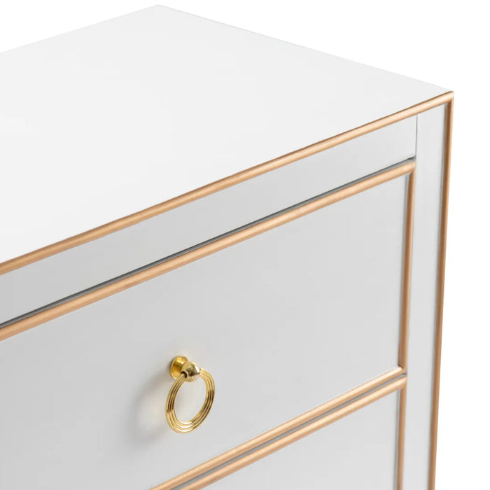 3-Drawer White & Gold Chest