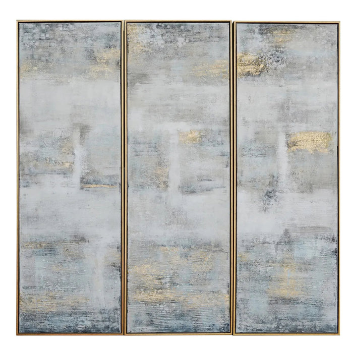 3-Set Grey Gold Tones Wall Art