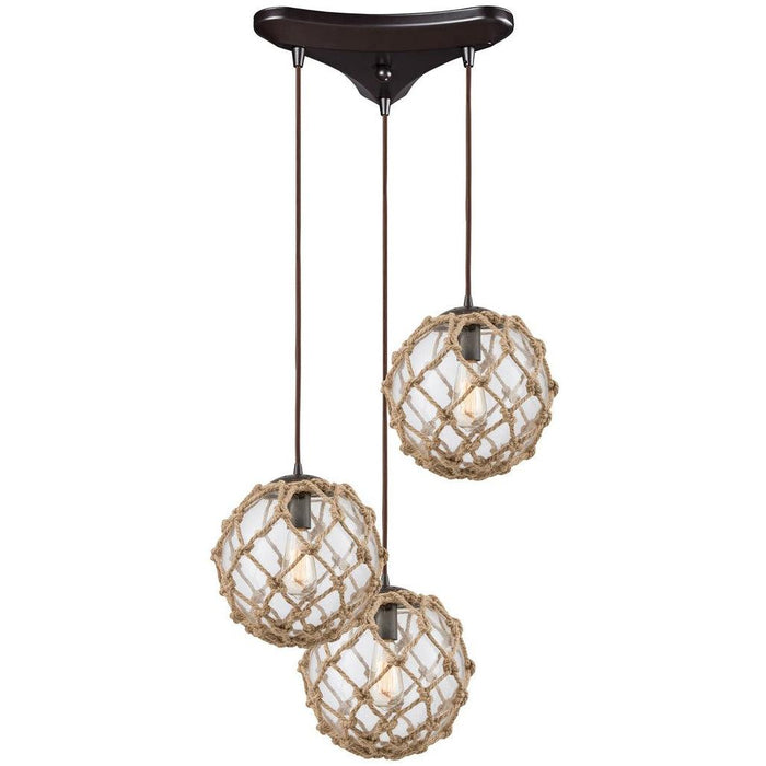 3-Light Coastal Rope Spherical Chandelier