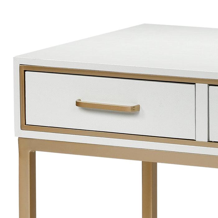 3-Drawer White Shagreen Console Table