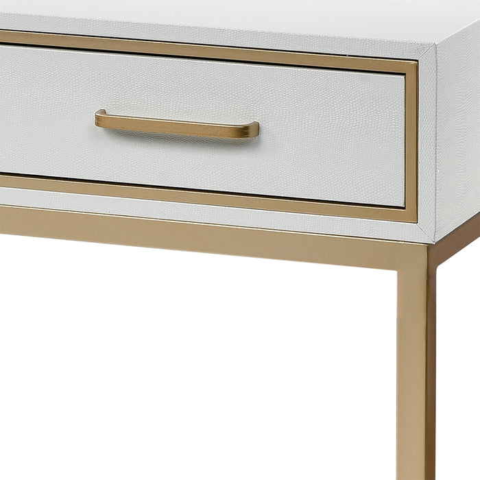 3-Drawer White Shagreen Console Table