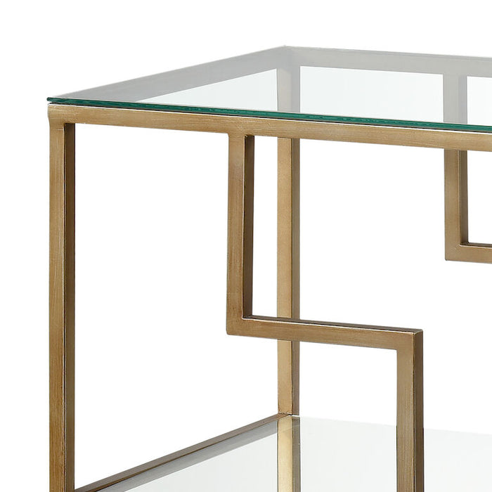 Brushed Gold Geometric Console Table