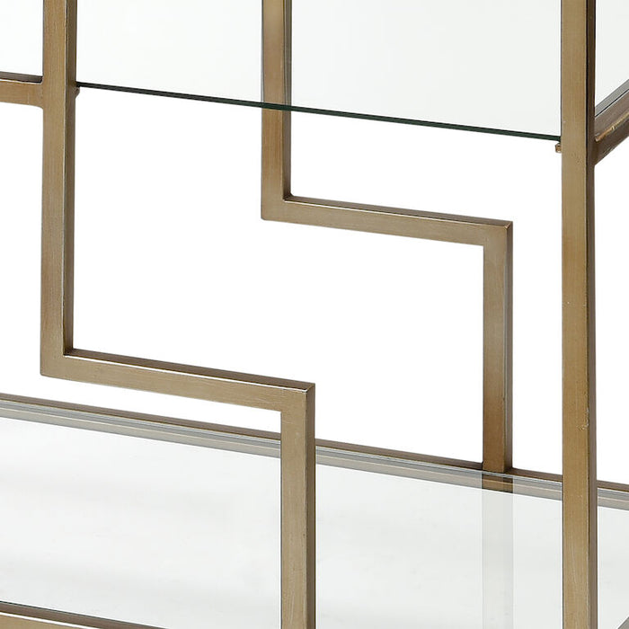 Brushed Gold Geometric Console Table