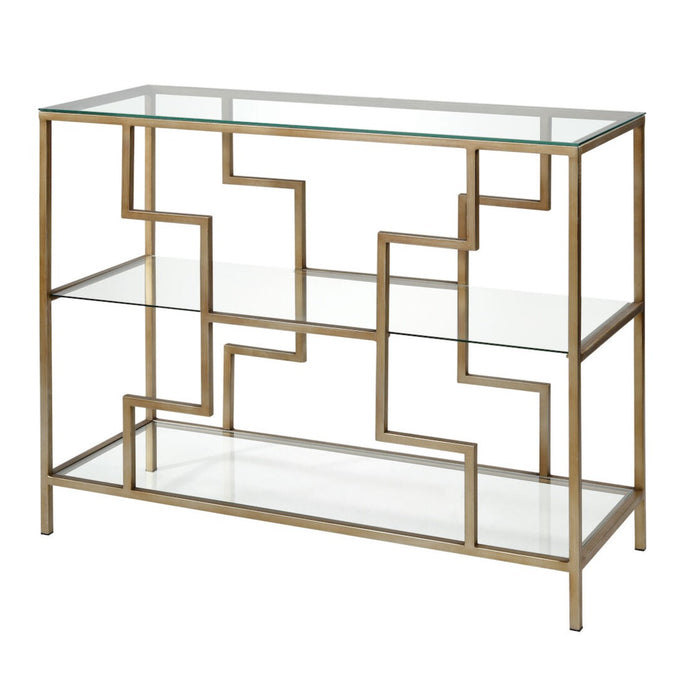 Brushed Gold Geometric Console Table