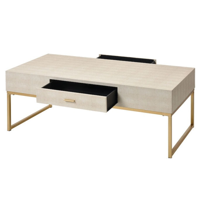 Classic Cream Faux Shagreen Coffee Table