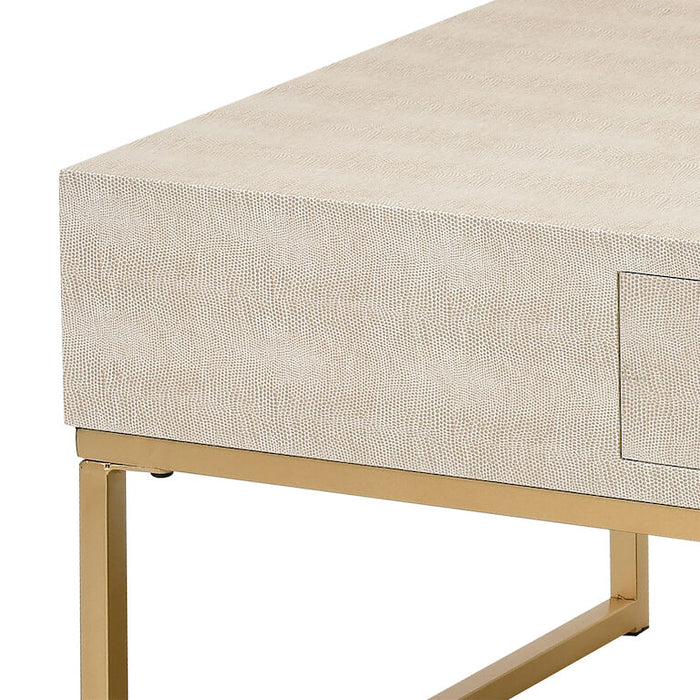 Classic Cream Faux Shagreen Coffee Table