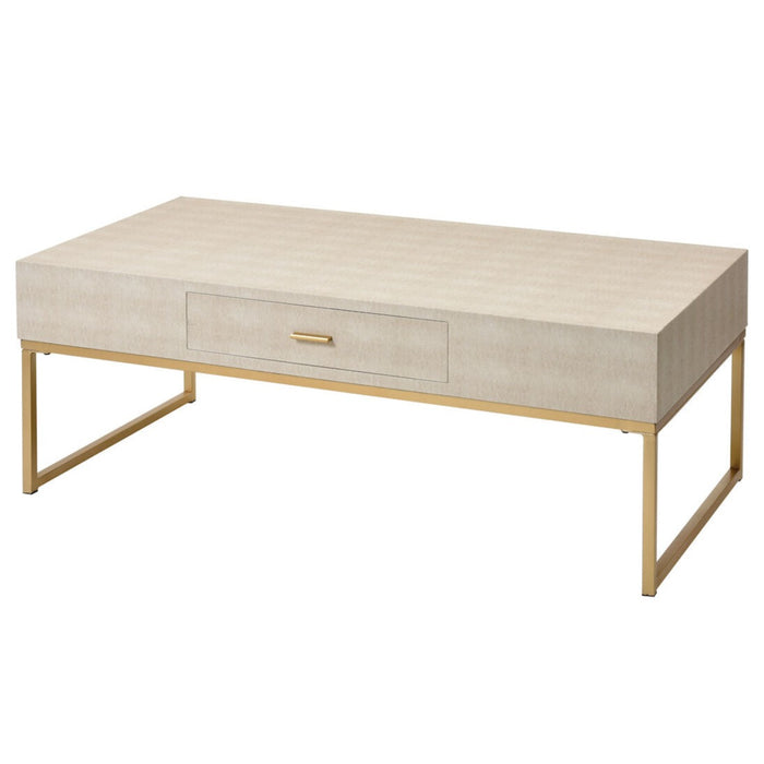 Classic Cream Faux Shagreen Coffee Table