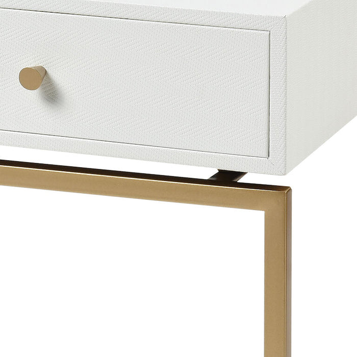 White Faux Shagreen Accent Table