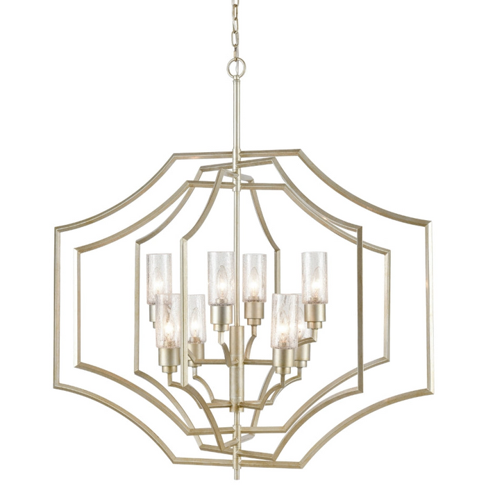 8-Light Geometric Silver Chandelier