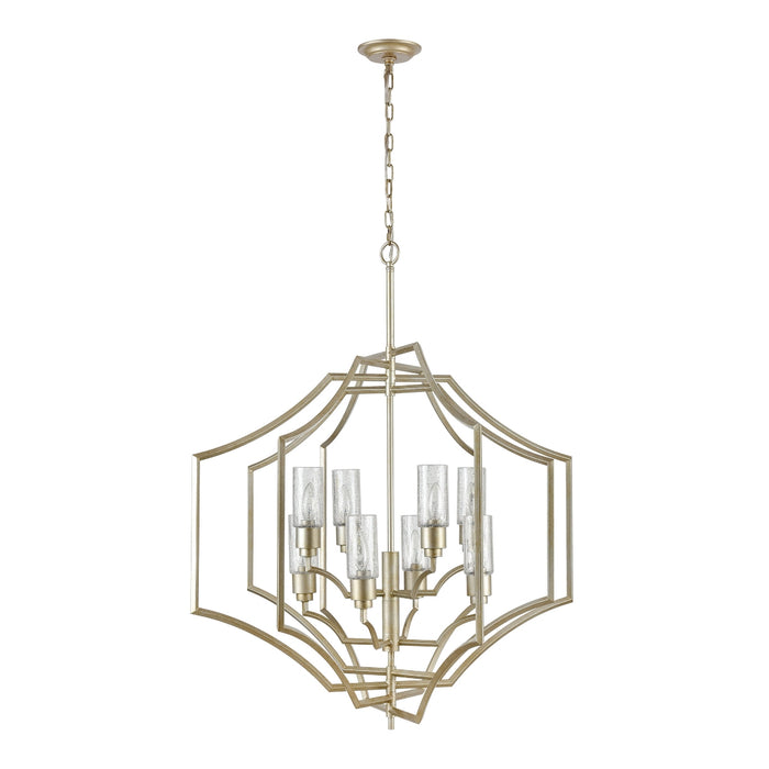 8-Light Geometric Silver Chandelier