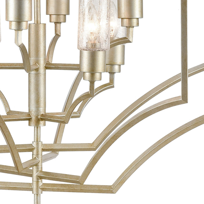 8-Light Geometric Silver Chandelier