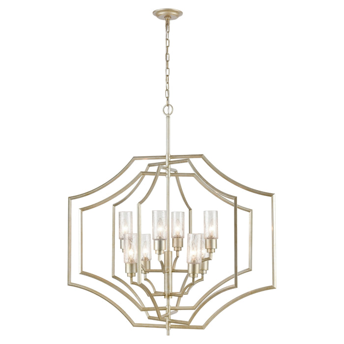 8-Light Geometric Silver Chandelier