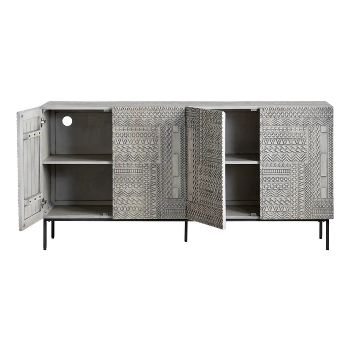 4-Door Grey Eclectic Sideboard