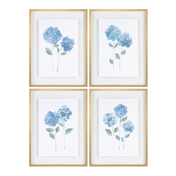 4-Set Blue Florals Wall Art