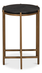 Black Natural Leather Side Table
